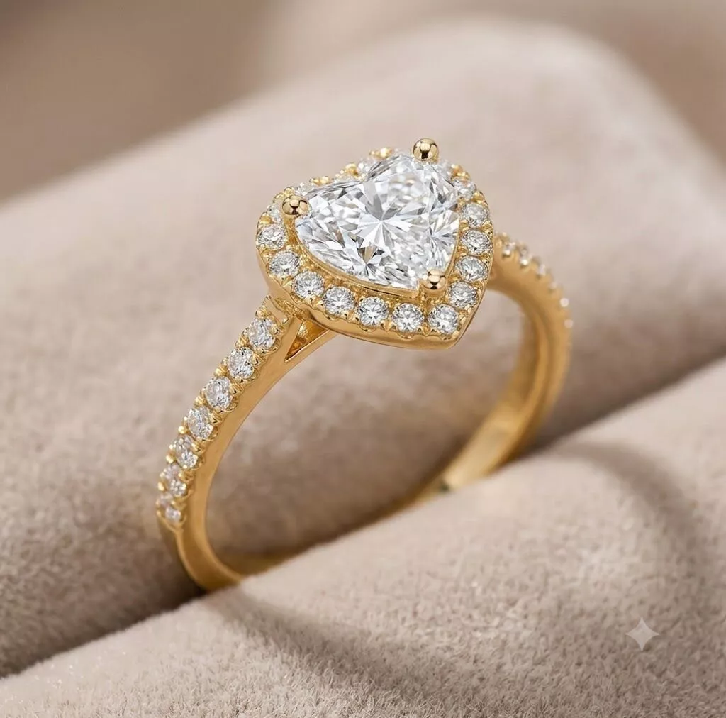 Exquisite Heart Shaped Halo Engagement Ring AM452 3D print model