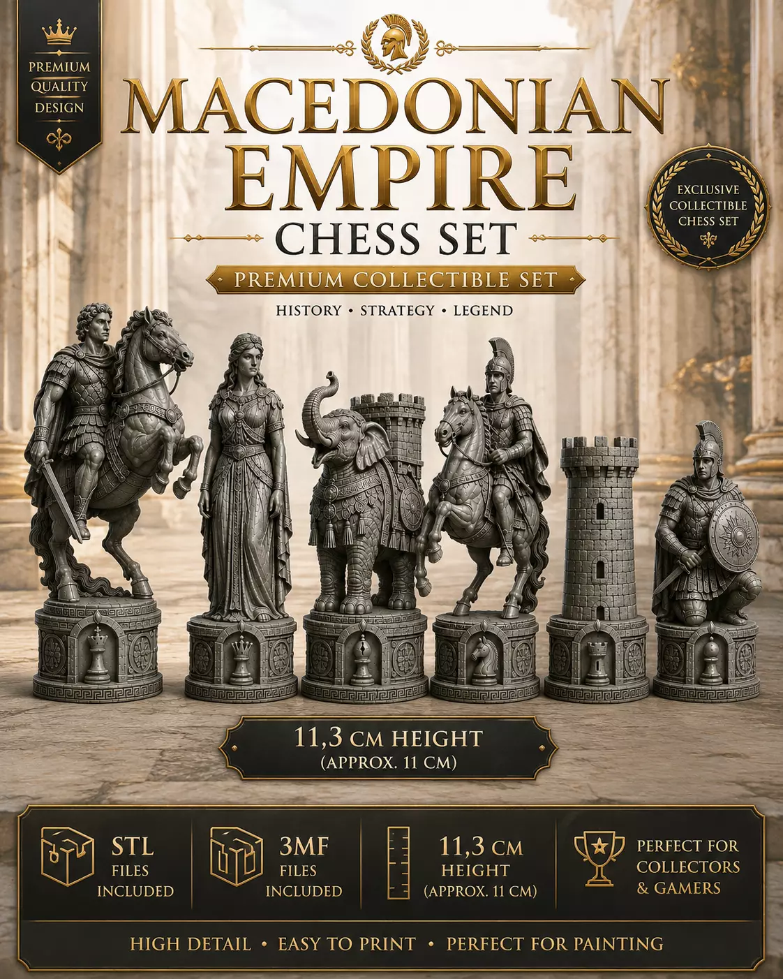 Macedonian Empire Chess Set 3D print model