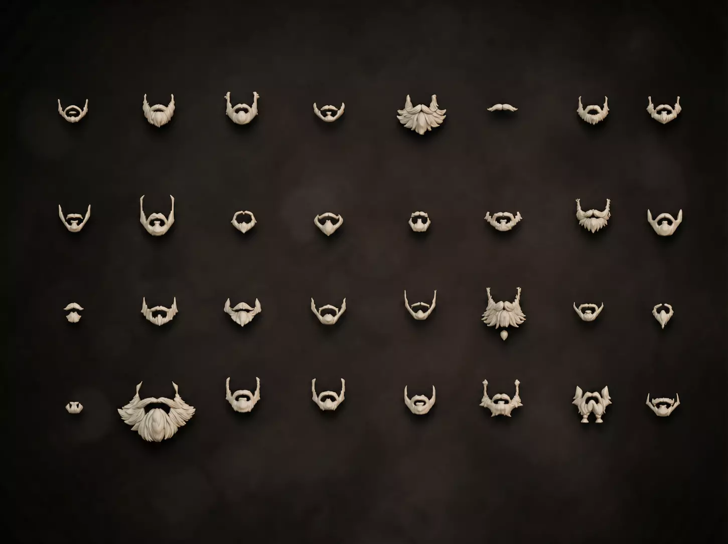 Stylized Beards Mustaches Mega pack Character Customization Low-poly 3D model