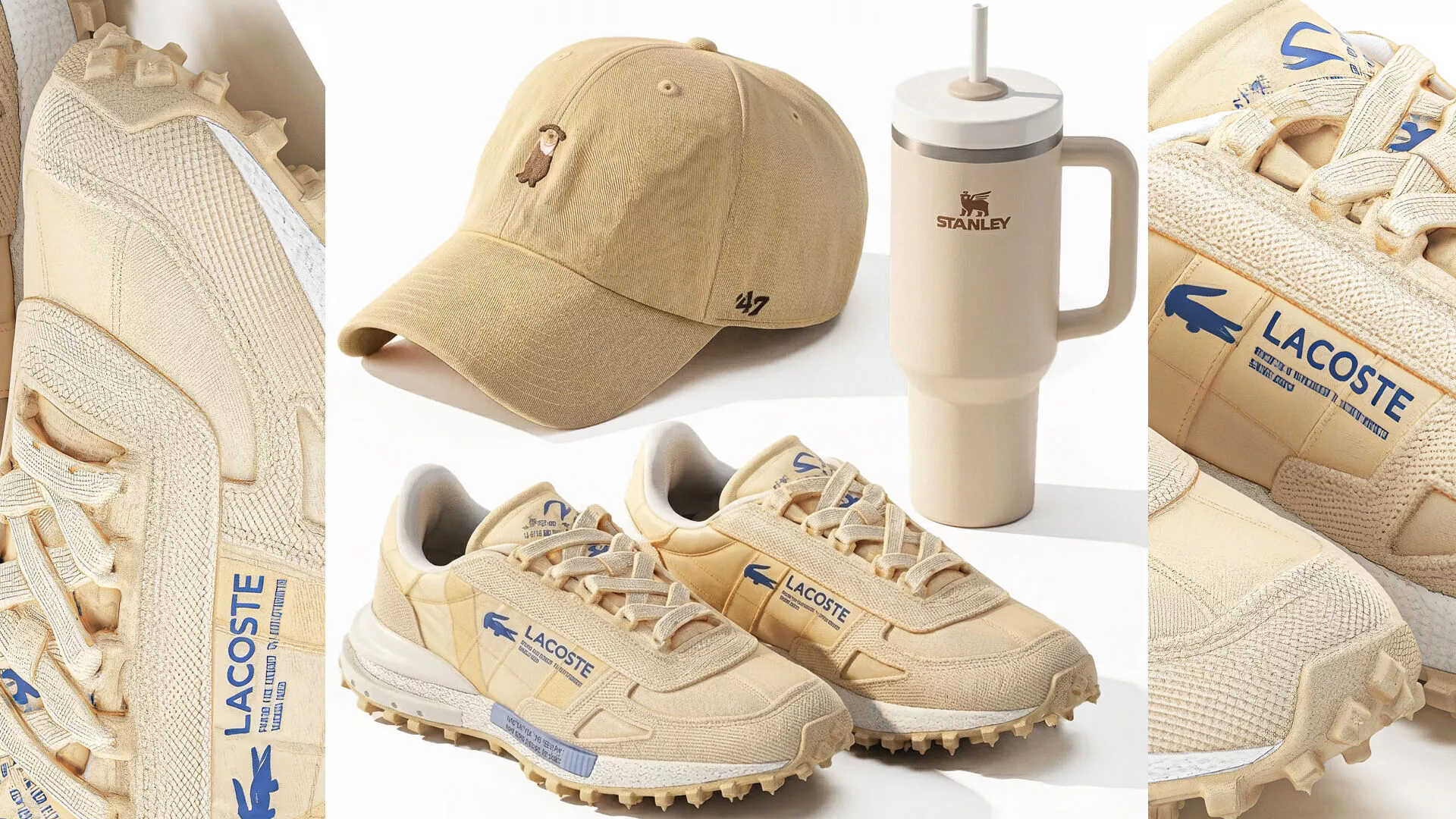 Sports decor set shoes Lacoste sneakers cap bottle thermos 3D model
