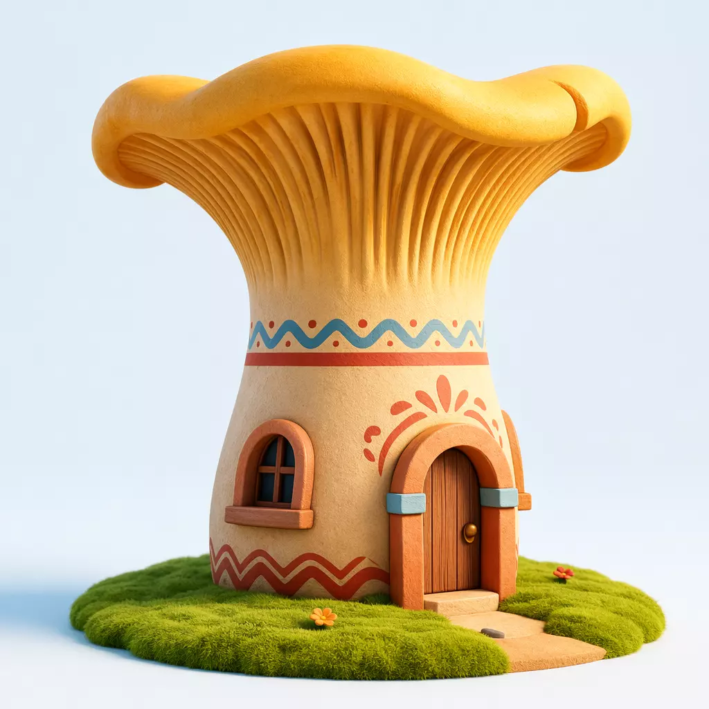 Stylized Chanterelle Mushroom House Tribal Fantasy 3D print model
