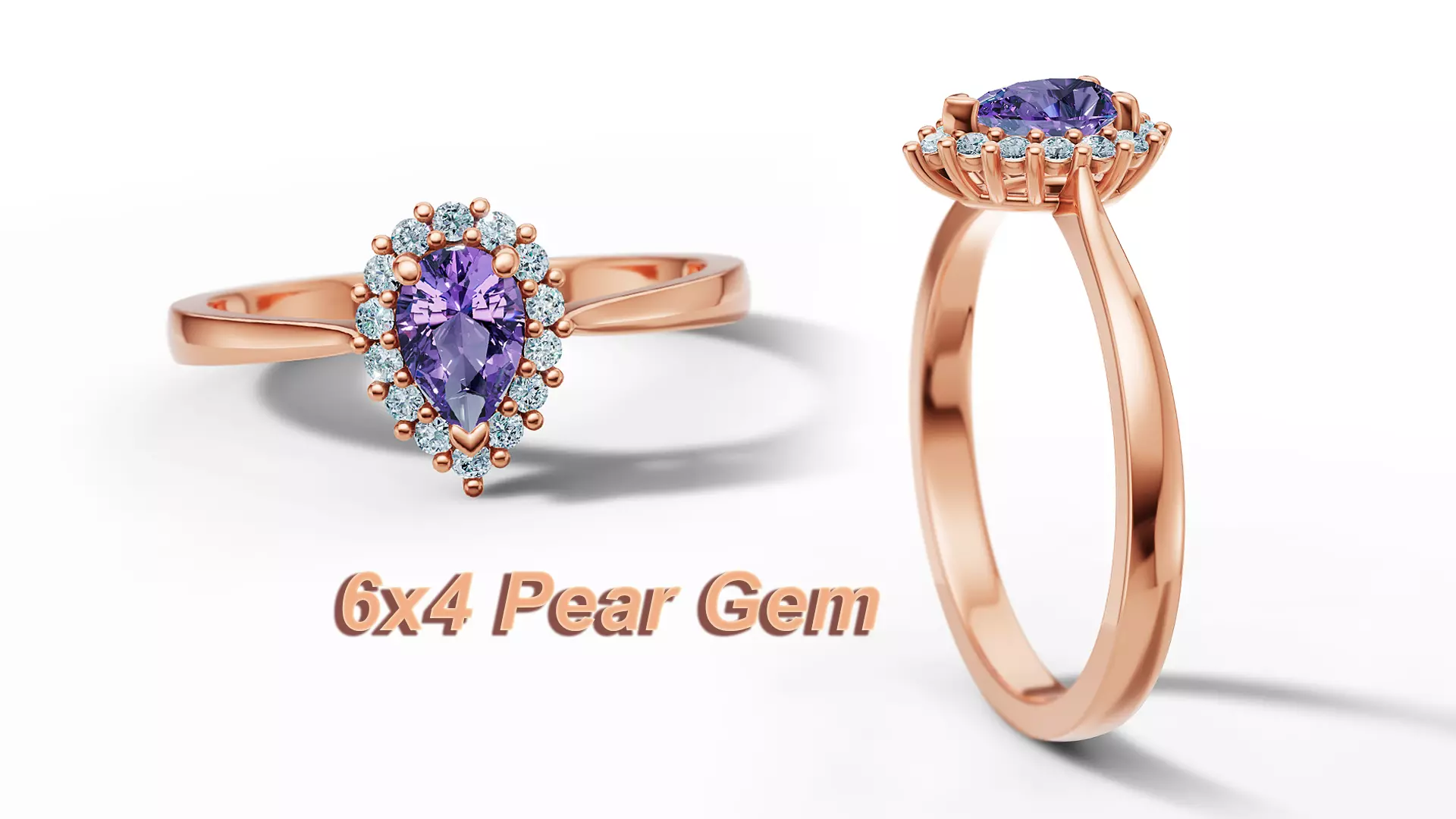 Diana Classic Ring Engagement Solitaire Ring 6x4 Pear 3D print model