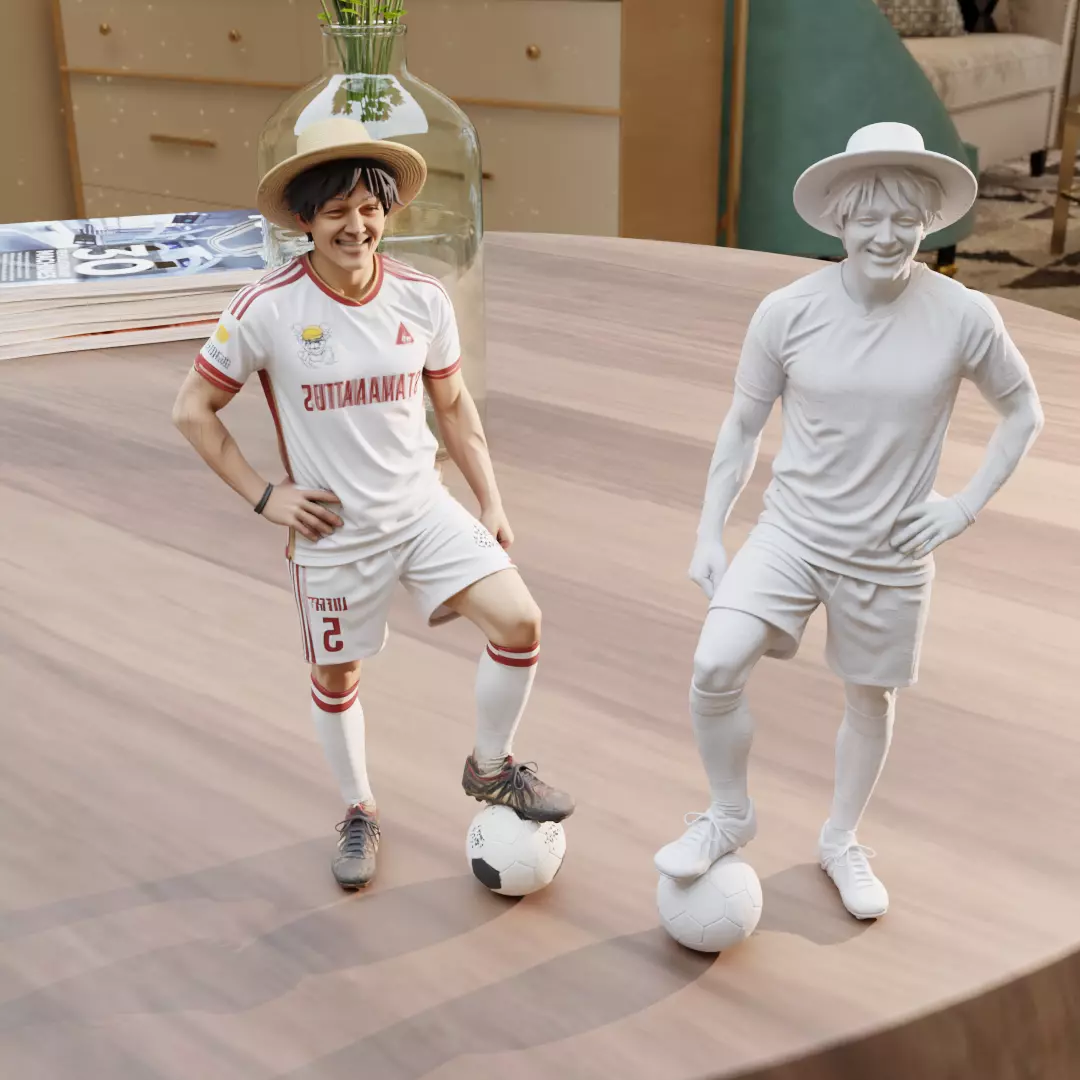 Soccer Football Player Figure with Straw Hat 3D print model