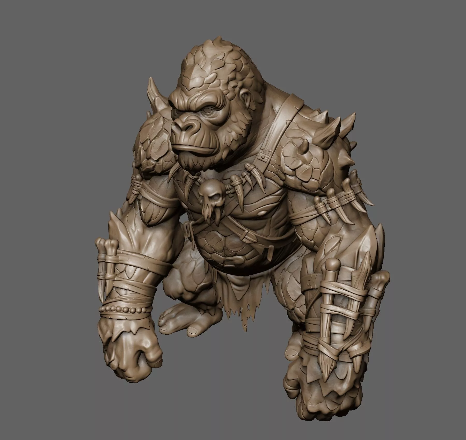 Primal Gorilla Warrior Apex Behemoth Ape Miniature 3D Print STL 3D print model