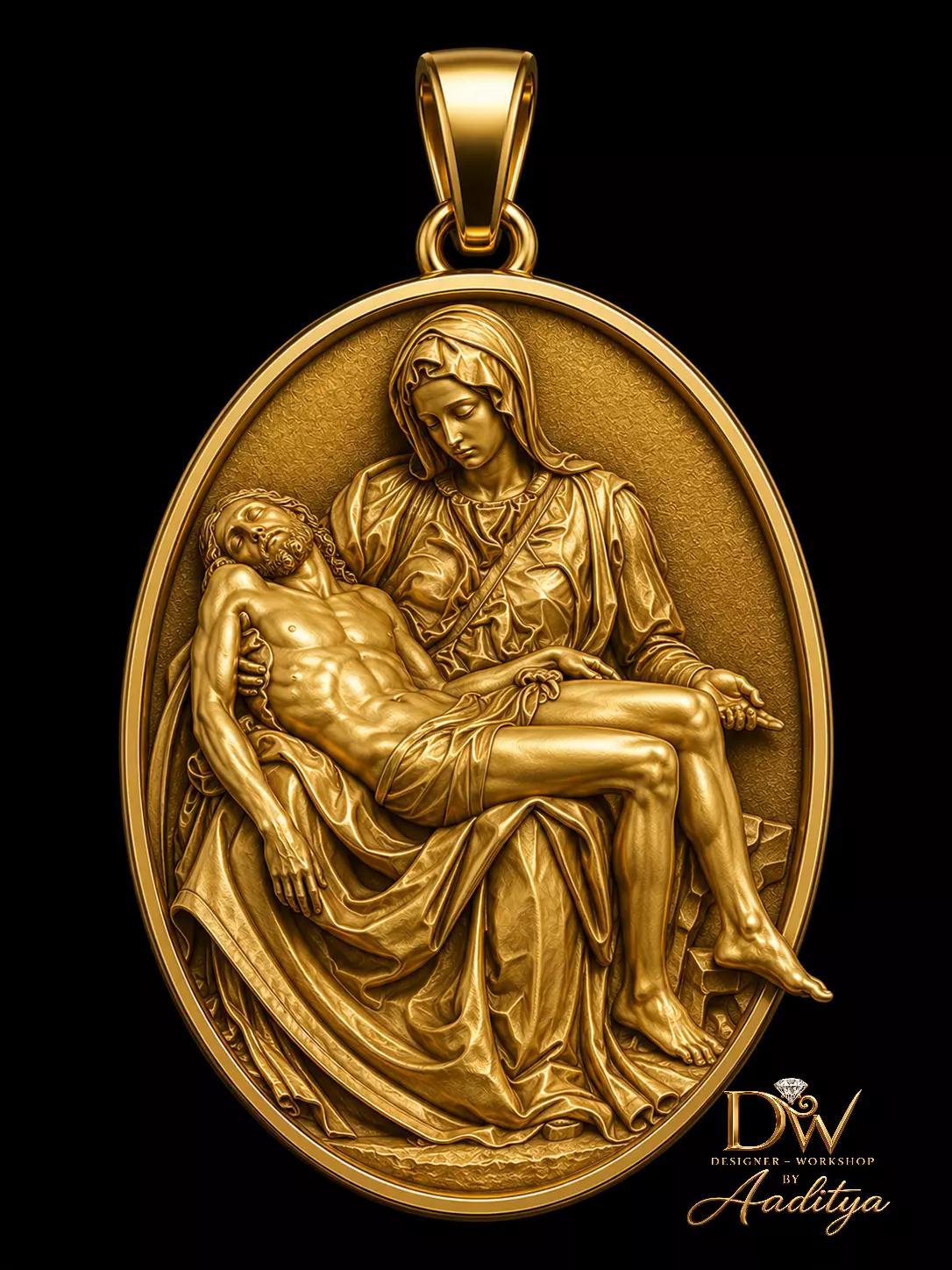 La Pieta Michelangelo Relief Pendant 3D print model