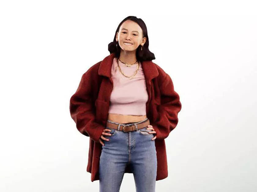 Anissa 16854 - Young Woman Standing Casual Smiling Low-poly 3D model