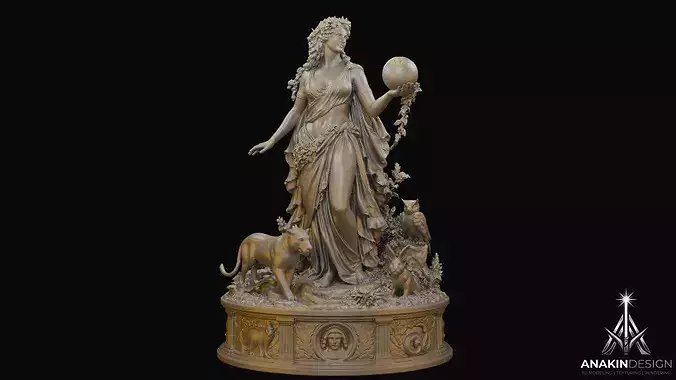 Gaia the Primordial Earth Mother Statue 3D Print Model