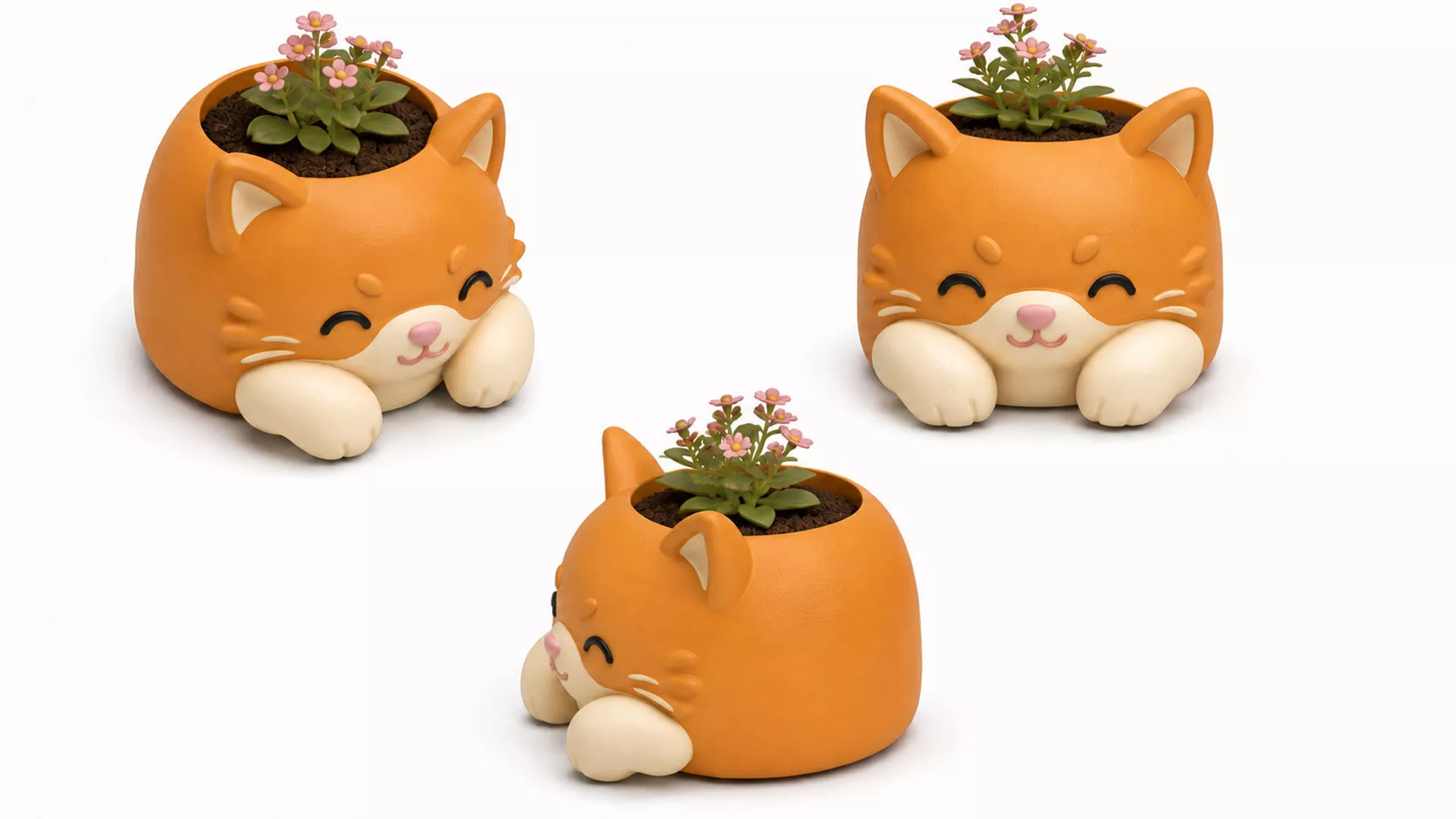 Cute Cat Planter 3D Printable STL 3D print model