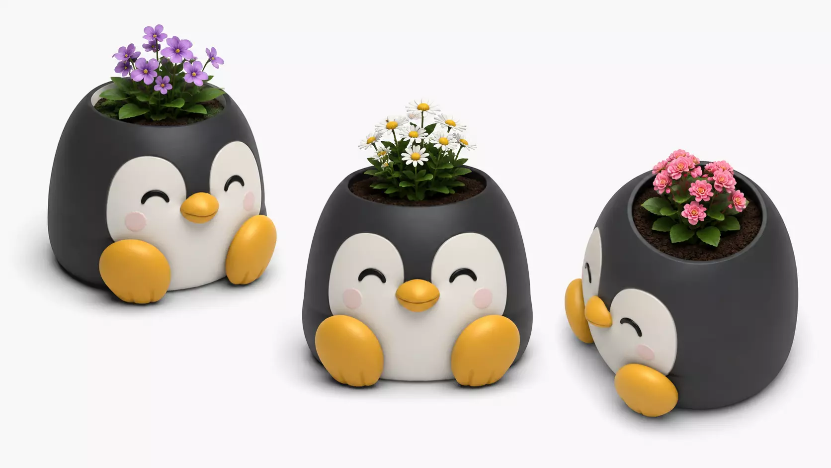 Cute Penguin Planter 3D Printable STL 3D print model
