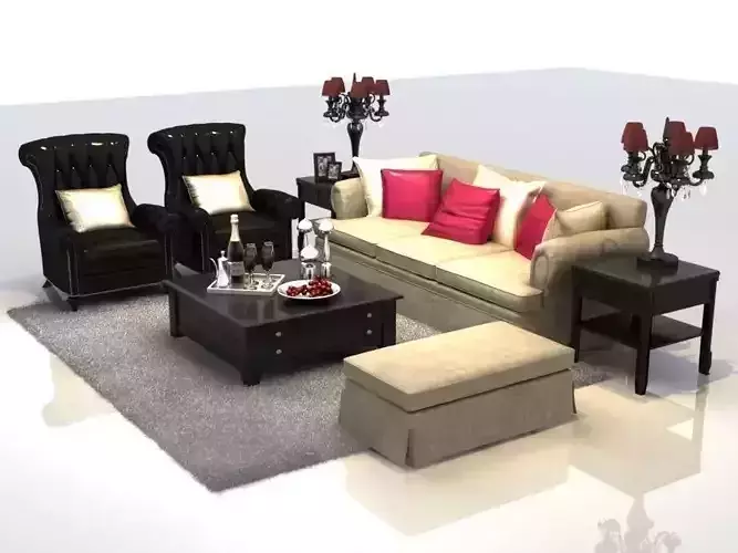 Sofa living room with furniture and pillows