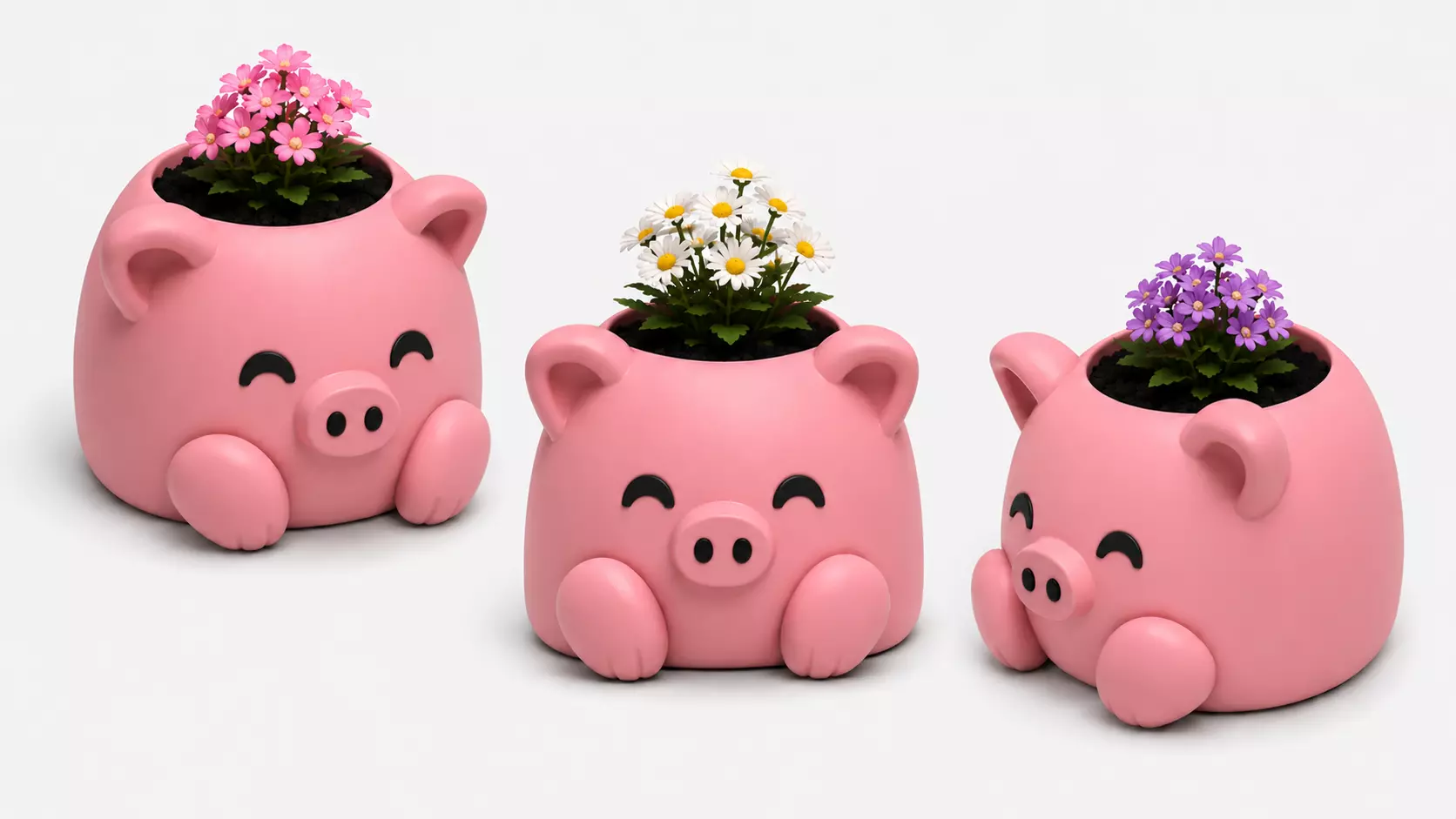 Cute Pig Planter 3D Printable STL 3D print model