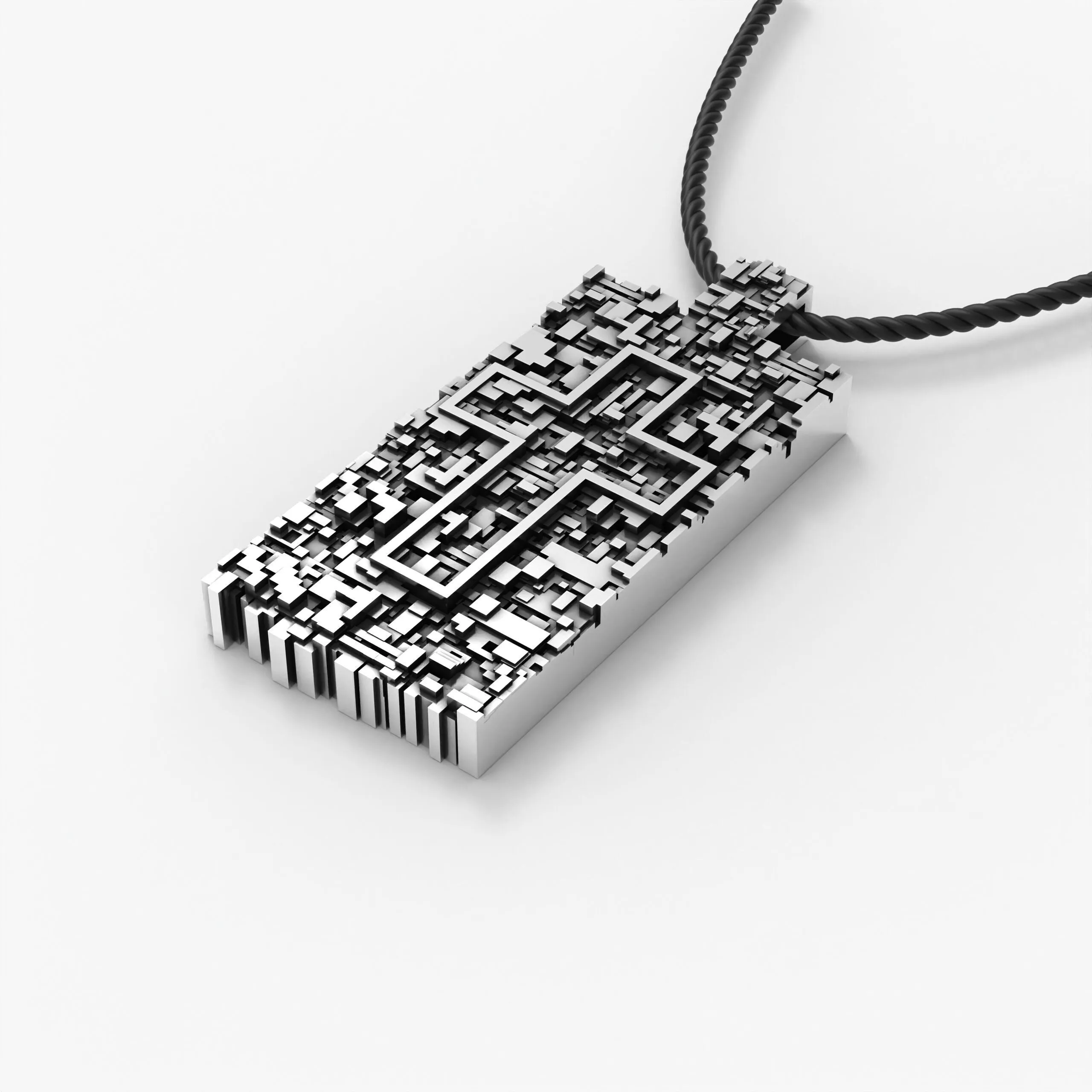 Cyber Pixel Cross Dog Tag STL 3D model 3D print model
