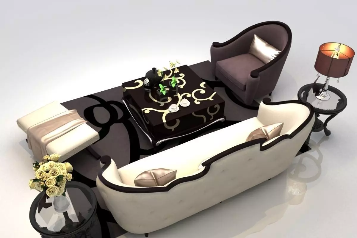 Sofa living room with furniture 3D model