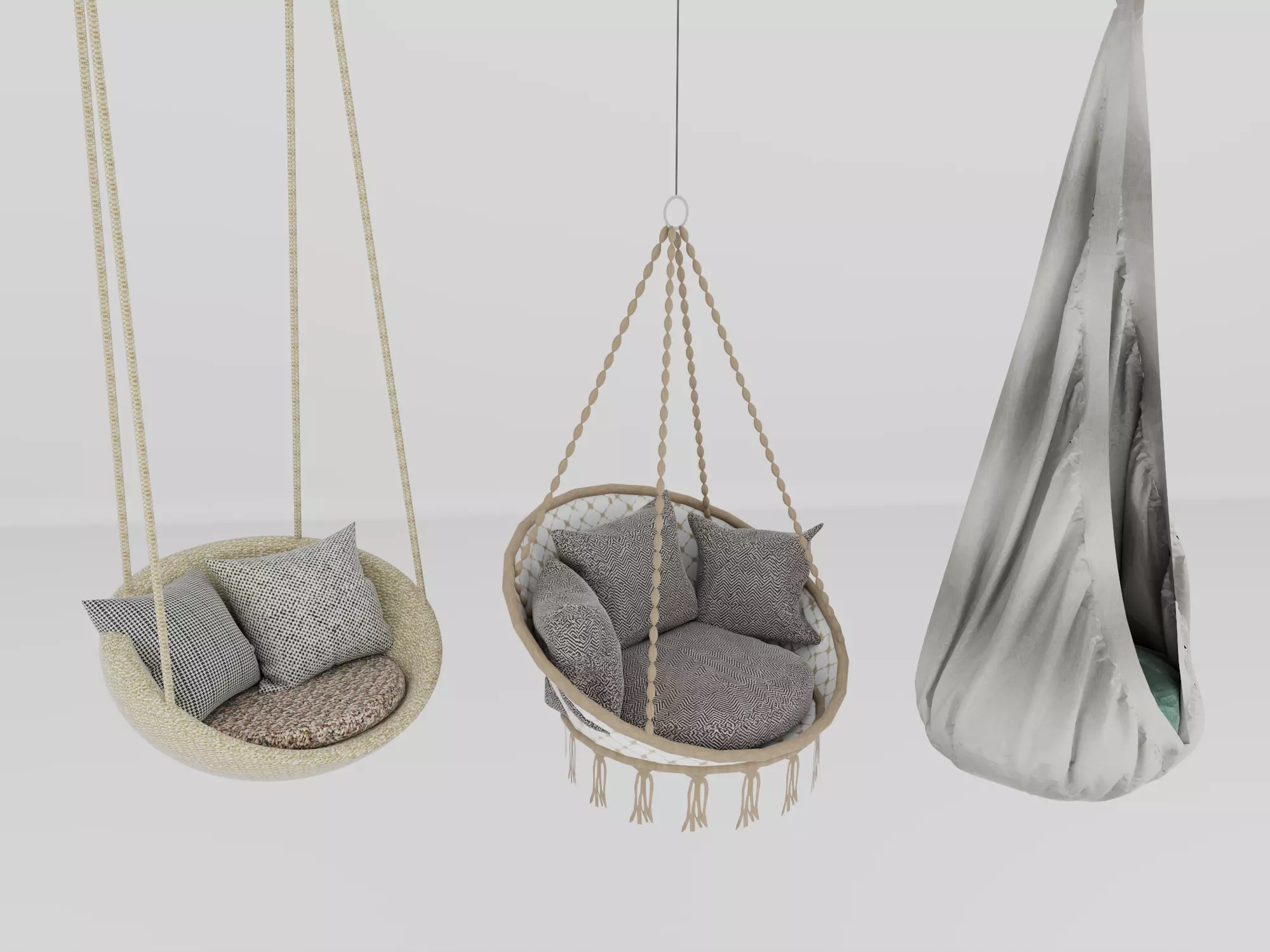 Hanging Chair Collection Low-poly 3D model