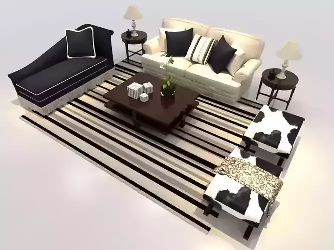 Sofa living room with furniture 3D model