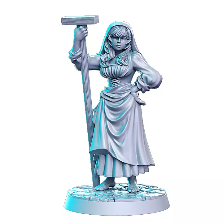 Agnes Female Dyer VII - Tabletop RPG Miniature 3D print model