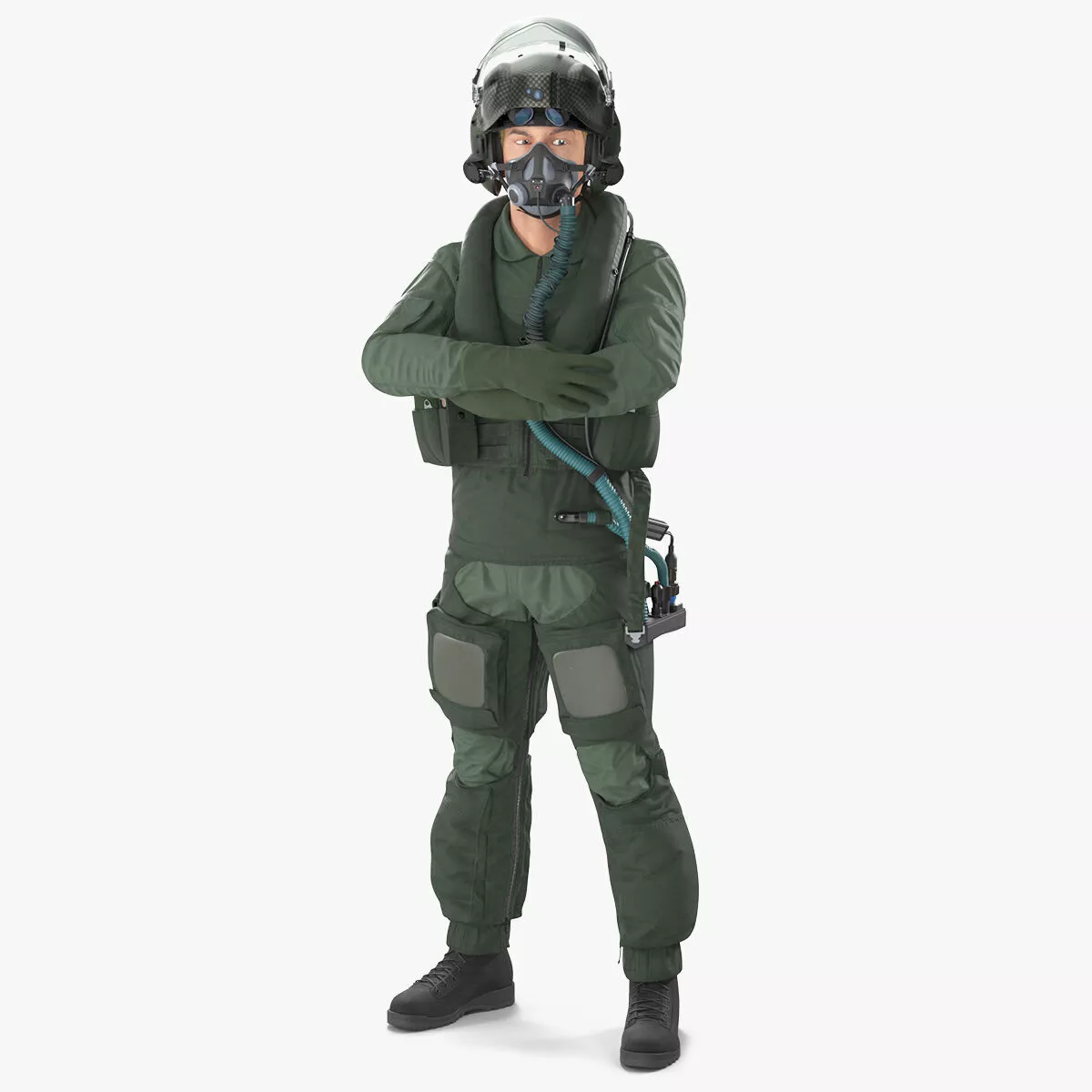 Jet Fighter Pilot Fur Rigged 3D model