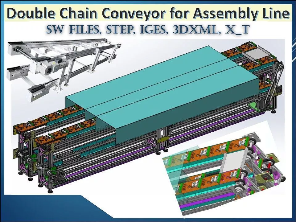 Double Chain Conveyor for Assembly Line 3D CAD Model 3D model