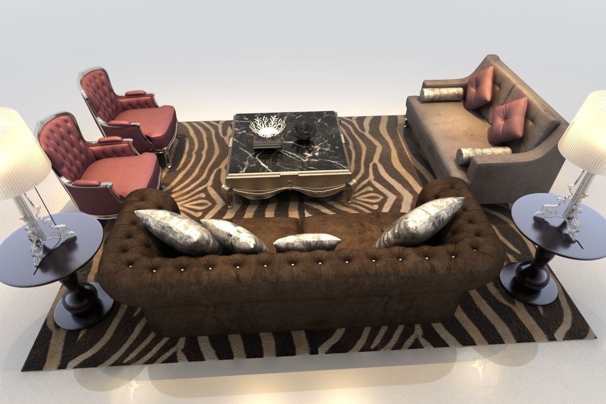 Sofa living room with furniture 3D model_2