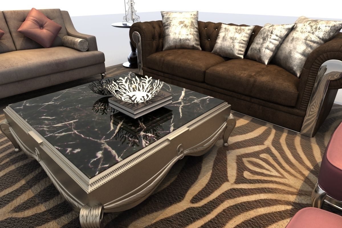 Sofa living room with furniture 3D model_4