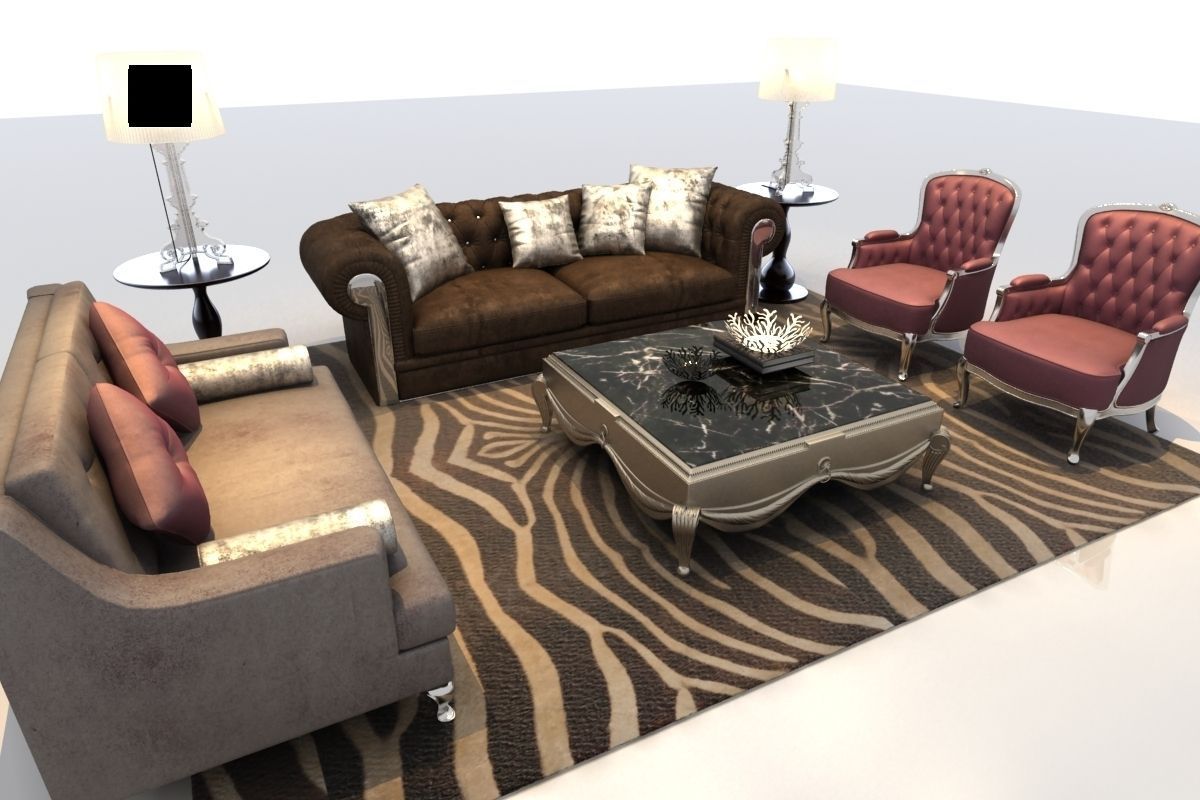 Sofa living room with furniture 3D model_1