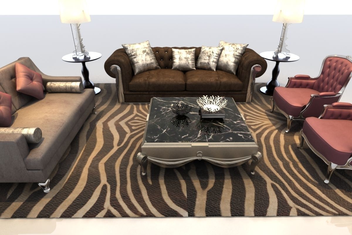 Sofa living room with furniture 3D model_3