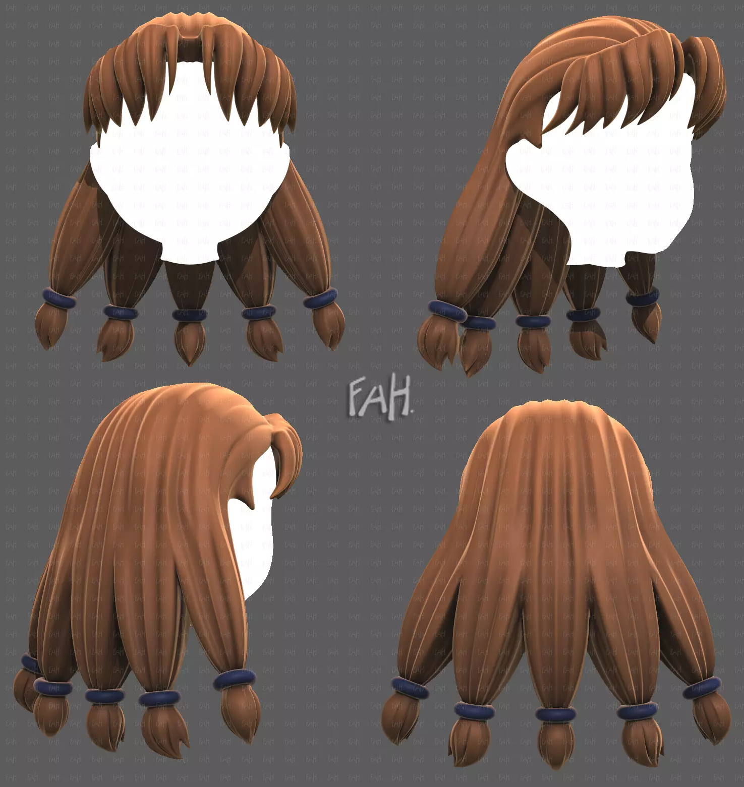 Base Hair for girl V69 Low-poly 3D model