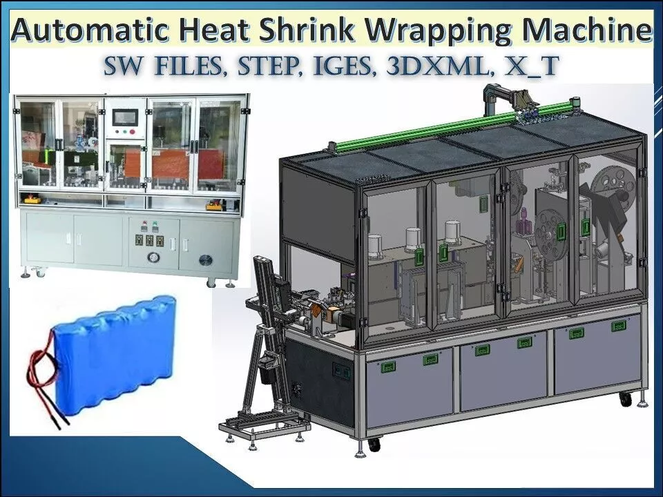 Heat Shrink Wrapping Machine for Cylindrical Battery Production 3D model