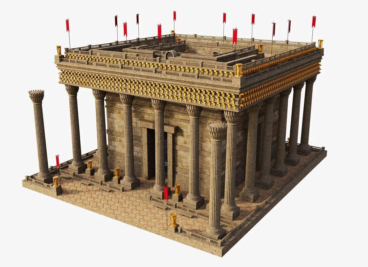 Ancient temple building 3D model