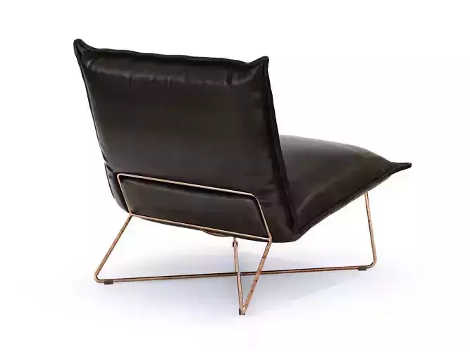 Earl leather lounge chair on metal frame