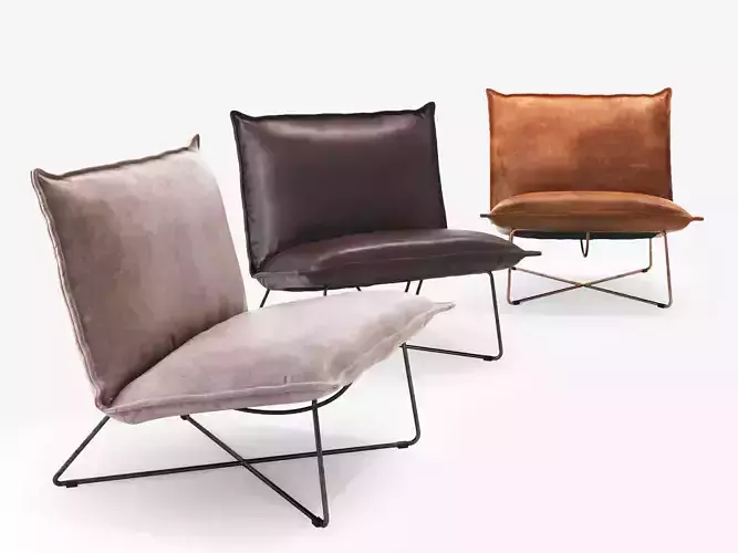 Earl leather lounge chair on metal frame