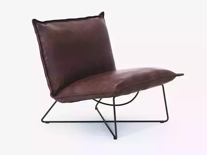 Earl leather lounge chair on metal frame 3D model