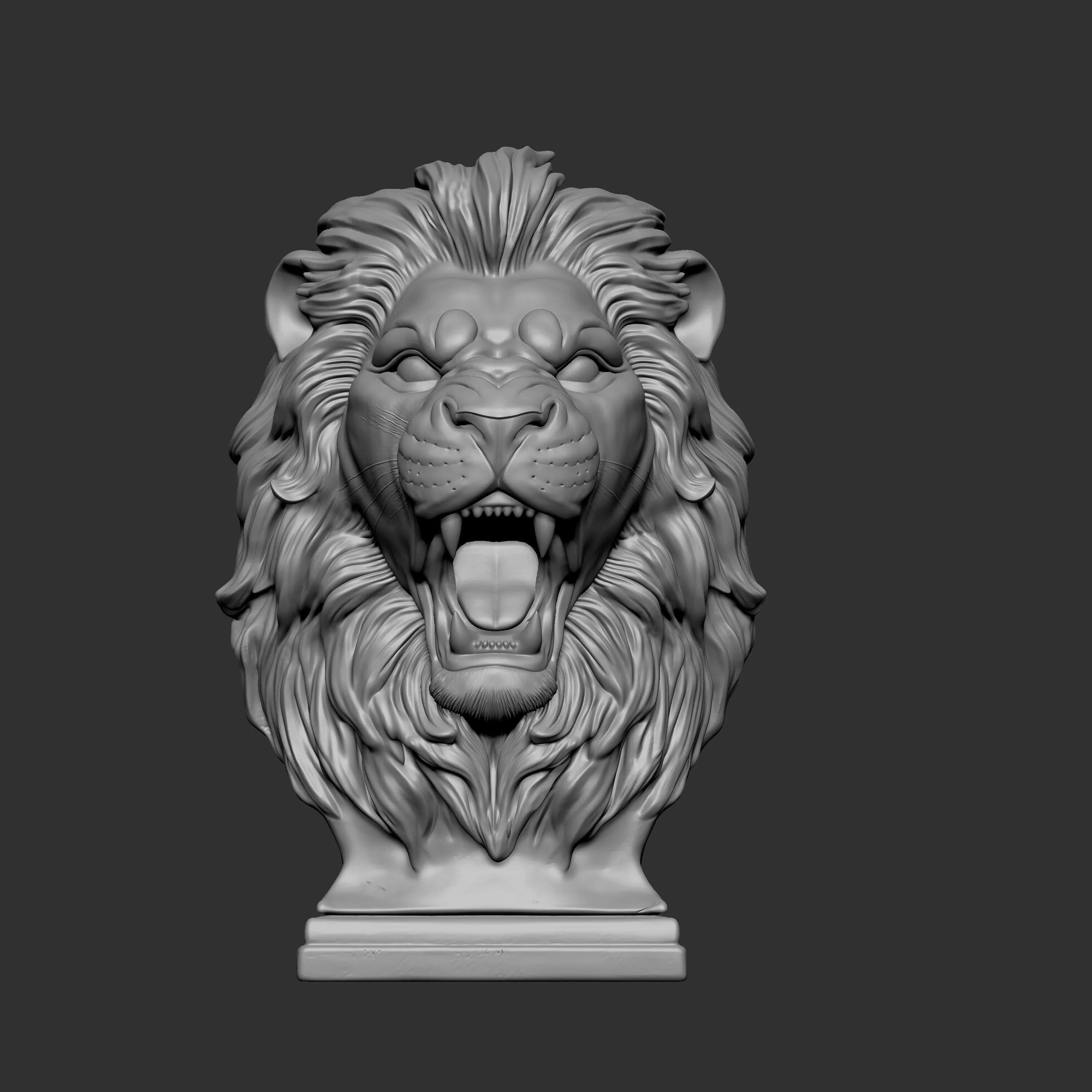 roaring lion head sculpture 3D print model