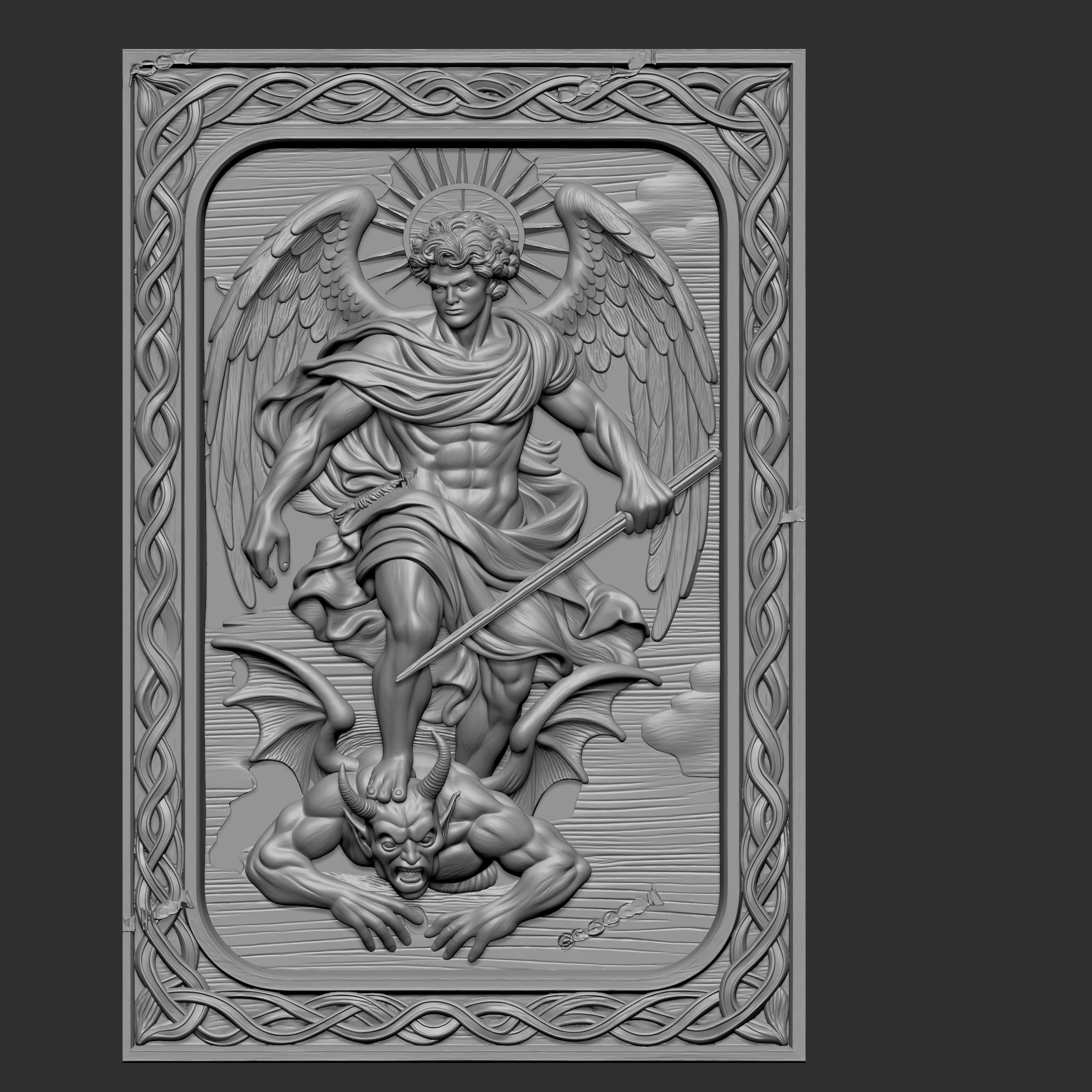 Archangel Michael Relief CNC Relief ModeL 3D print model