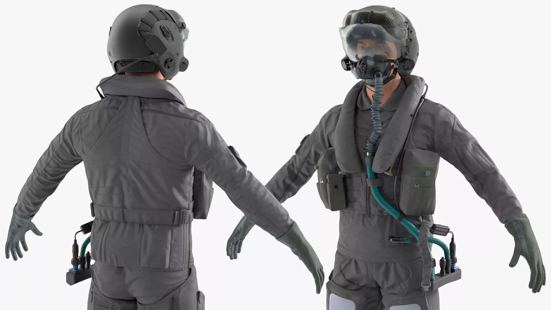F-35 Fighter Pilot A-Pose Fur 3D model