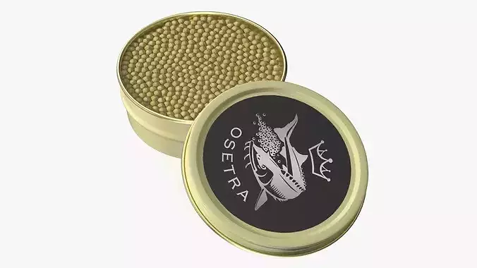 Golden Osetra Caviar Open Tin 3D model 2