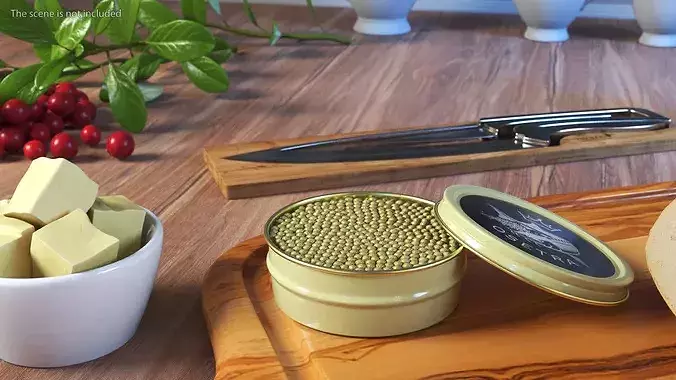Golden Osetra Caviar Open Tin 3D model 3