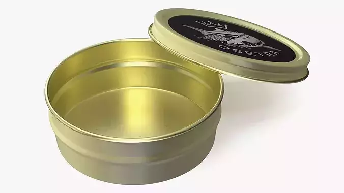 Golden Osetra Caviar Open Tin 3D model 6