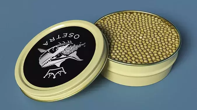 Golden Osetra Caviar Open Tin 3D model