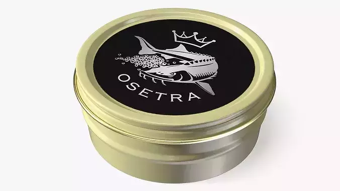 Golden Osetra Caviar Open Tin 3D model 7