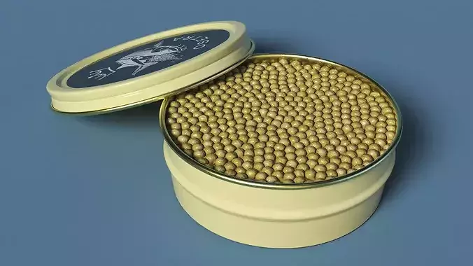 Golden Osetra Caviar Open Tin 3D model 5