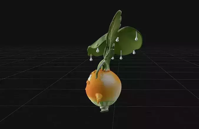 Cute Stylized Vegetable Character with Leaf Umbrella PBR 3D model 6