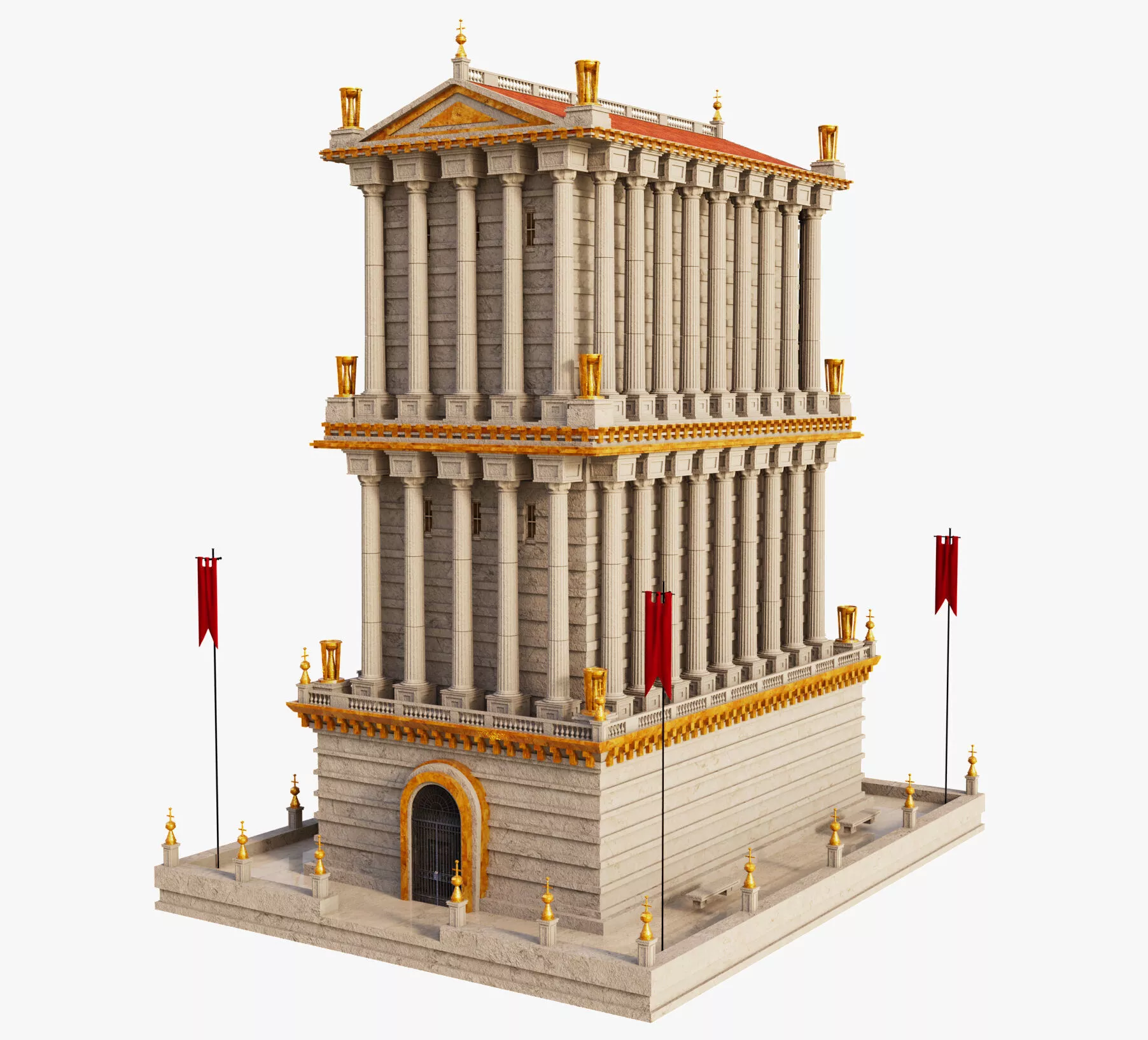 Roman tower building temple 3D model