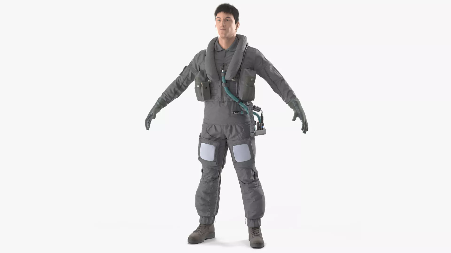 USAF Pilot A-Pose Fur 3D model