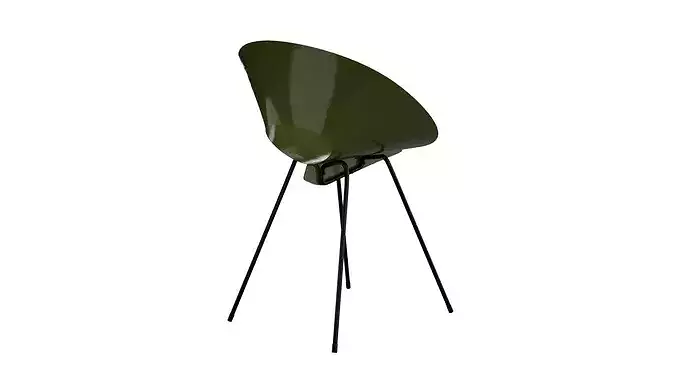 Olive vintage metal chair Low-poly 3D model 4
