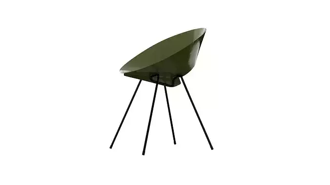 Olive vintage metal chair Low-poly 3D model 2