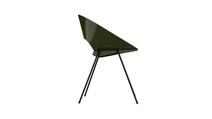 Olive vintage metal chair Low-poly 3D model 6