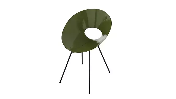 Olive vintage metal chair Low-poly 3D model 3
