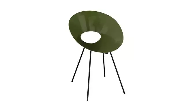 Olive vintage metal chair Low-poly 3D model
