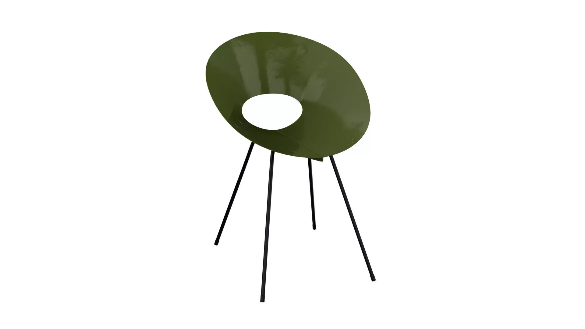 Olive vintage metal chair Low-poly 3D model